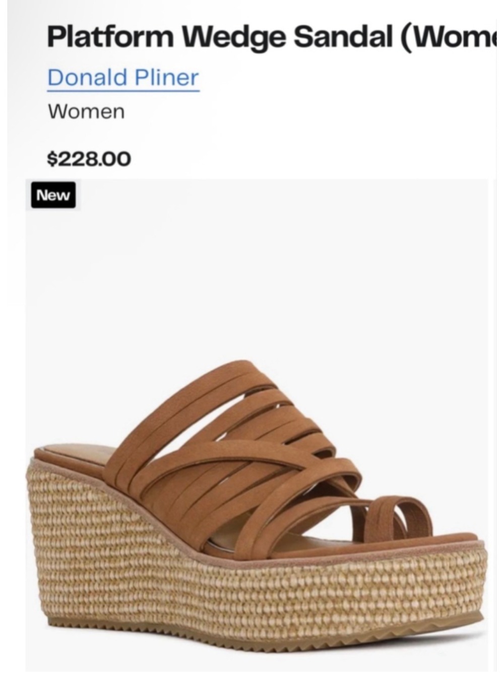 Donald Pliner Brown Beige Platform Wedge Sandals 8.5 New with Tags